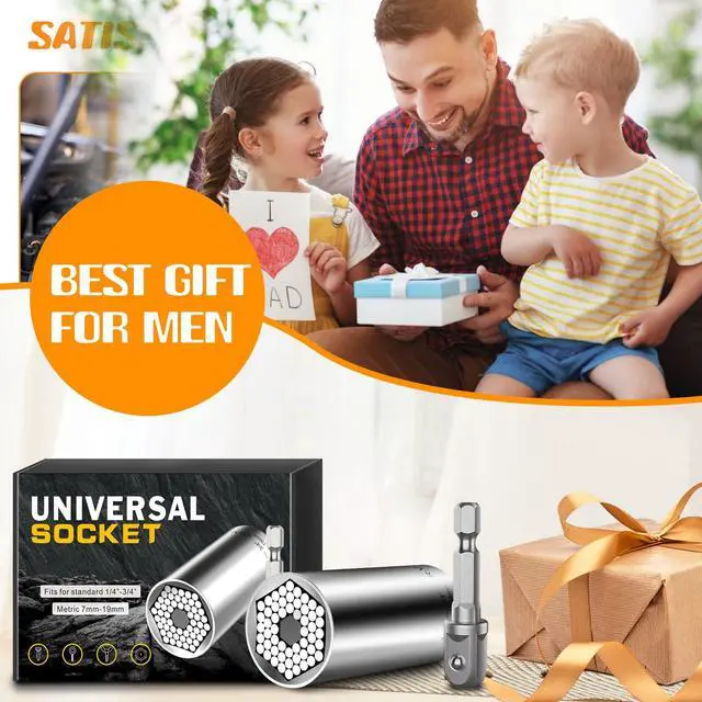 Alt view image 7 of 7 - Universal Socket Tools Gifts for Men - Christmas Stocking Stuffers for Men Dad Him Husband Women Cool Stuff Ideas Gadgets Birthday Gifts for Dad Grip Socket Set (7-19mm) Sliver