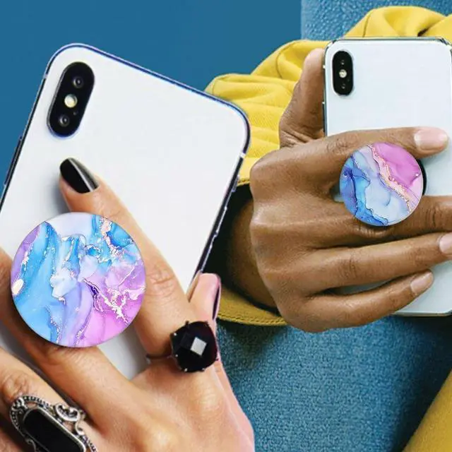 Alt view image 3 of 6 - (6 Pack) Collapsible Cell Phone Grip for Smartphones,Expanding Cellphone Holder for Phone - Pink Purple Gray Marble