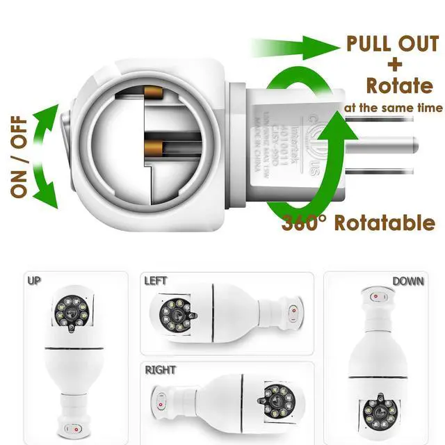 Alt view image 2 of 5 - Plug in Light Socket,Standard Light Bulb Socket to Plug Outlet Adapter,Bulb Socket with Plug Include on/Off Switch for Bulb Security Camera,ETL Listed (3, White)