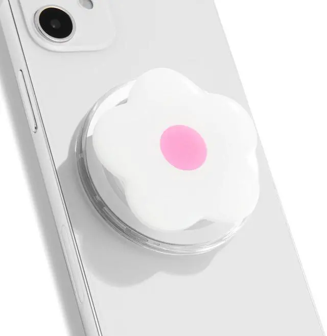 Main image of Compatible with Magsafe Magnetic Cute Solid Color Daisy Flower Design Collapsible Mobile Phone Grip Stand Holder for Smartphone Tablet Cell Phone Accessory (White Pink)