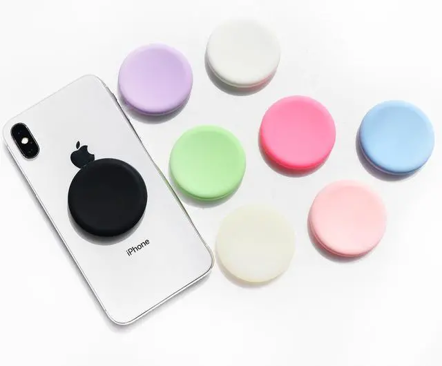 Alt view image 3 of 7 - Cute Soft Silicone Cover Expandable Collapsible Mobile Phone Grip Stand Holder for Smartphone Tablet Cell Phone Accessory (Baby Pink)