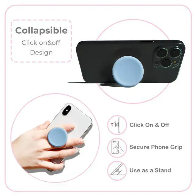 Alt view image 4 of 7 - Cute Soft Silicone Cover Expandable Collapsible Mobile Phone Grip Stand Holder for Smartphone Tablet Cell Phone Accessory (Baby Pink)
