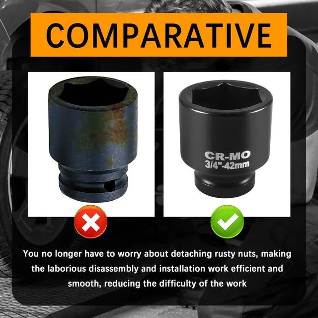 Alt view image 7 of 7 - 42mm Car Impact Socket with 3/4" Drive Port,Short Version Car Axle Nut Socket with 6-point Design for Quick Cars Axle Nut Disassembly,Non-slip Automotive Tools Cars 42mm Sockets (42mm-3/4"Drive)