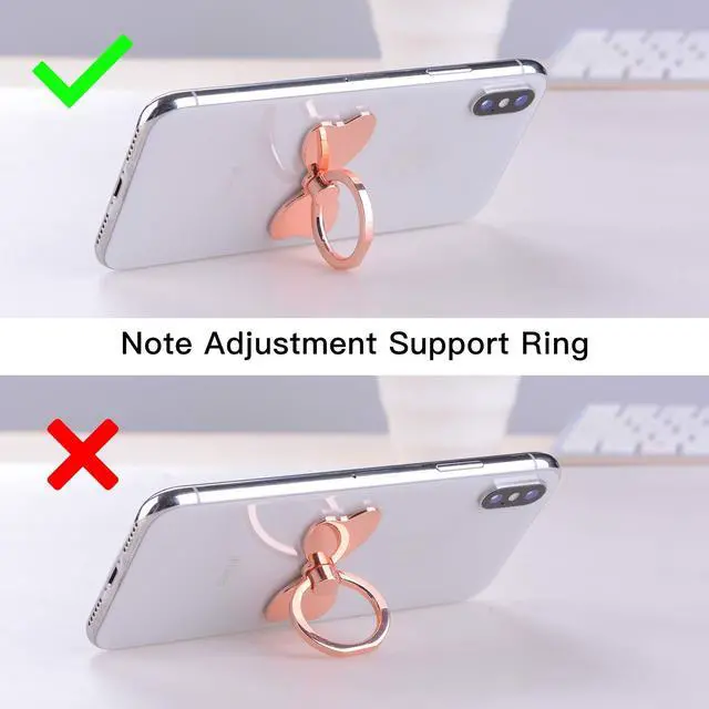 Alt view image 5 of 6 - Metal Cell Phone Finger Ring Stability Holder Back Stand Collapsible Hand Grip Knob Loop Car Mount Hook Kickstand 360 for iPhone Samsung Galaxy Mobile Cute Accessories (Rose Gold)