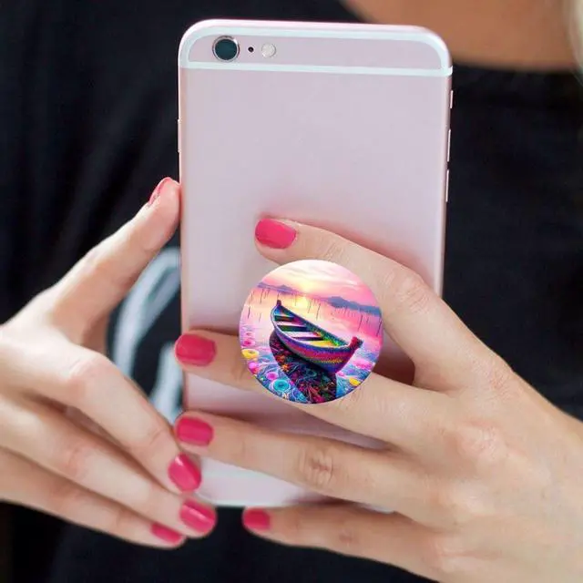 Alt view image 2 of 7 - - 6 Pack Universal Phone Grip,Cell Phone Finger Holder Stand for Smartphone and Tablets - Colorful Wave Boat Black