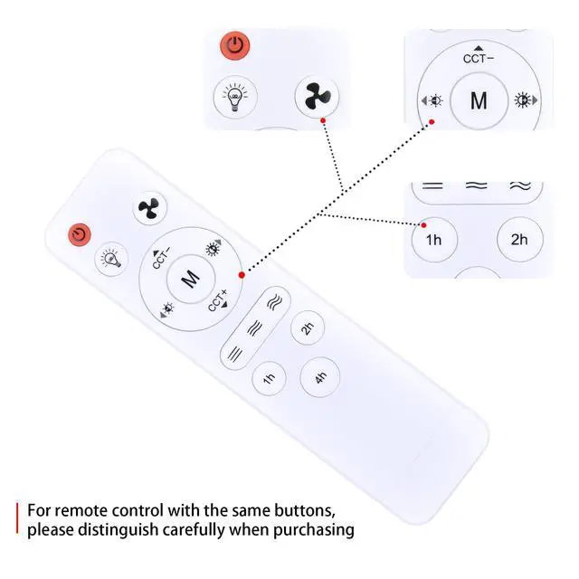 Alt view image 7 of 7 - Replacement Remote Control Compatible with Elenhome 20.5 inch Socket Fan Light R520, for Cambk 10 inch E26/E27, for Smart Egg 20.5 inch E26, for Nuueo CFL03-L E27 20.5 inch Ceiling Fans