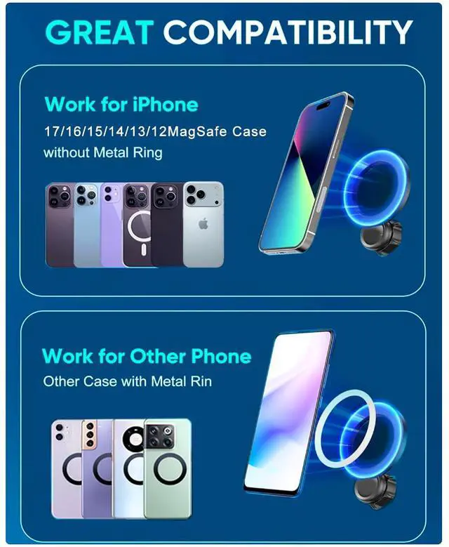 Alt view image 3 of 4 - Magnetic Phone Holder with 17mm Metal Ball Mount Clip Balls Joint Connector Socket Replacement Rotating Balls Head for Most Smartphones Hands-Free 360 Degree Rotation