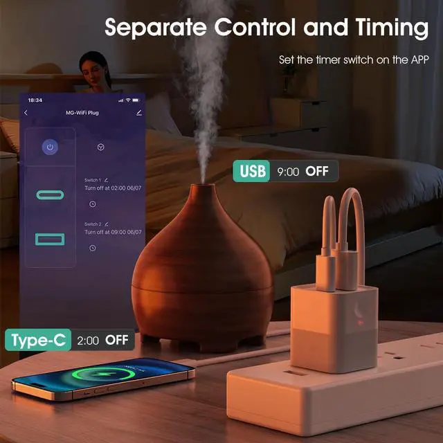 Alt view image 4 of 6 - Tuya app Micro WIFI USB adaptor, Smart 5-12V DC outlet Switch,Remote Timer your USB device by Phone app,Compatible with Alexa Google Home