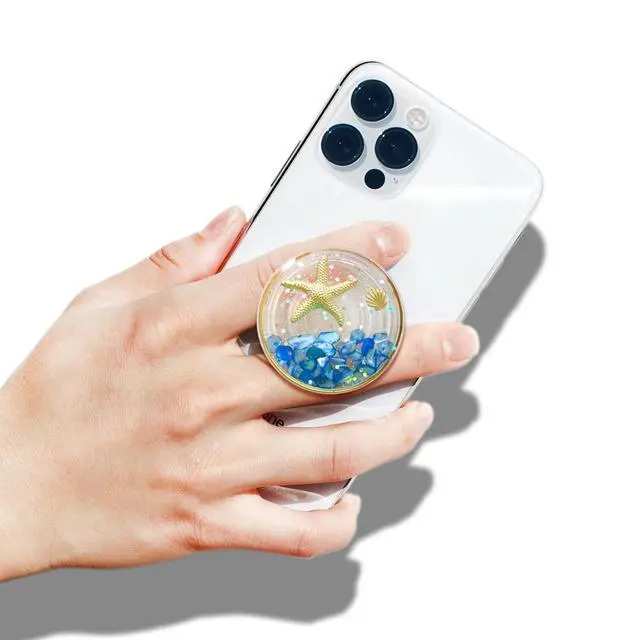 Alt view image 2 of 7 - Magnetic Ocean Style Expandable Collapsible Mobile Phone Grip Stand Holder for Smartphone Tablet Cell Phone Accessory (Blue)