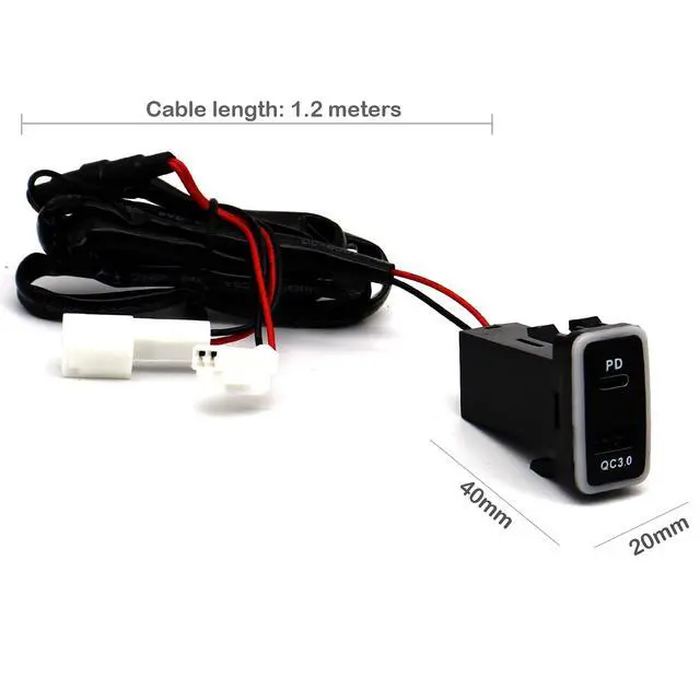 Alt view image 6 of 7 - Toyota QC3.0 USB C VIGO Power Socket, 3.2A Quick Charge Car Charger USB Adapter with Blue LED Output PD for Smartphone/iPad/PDA