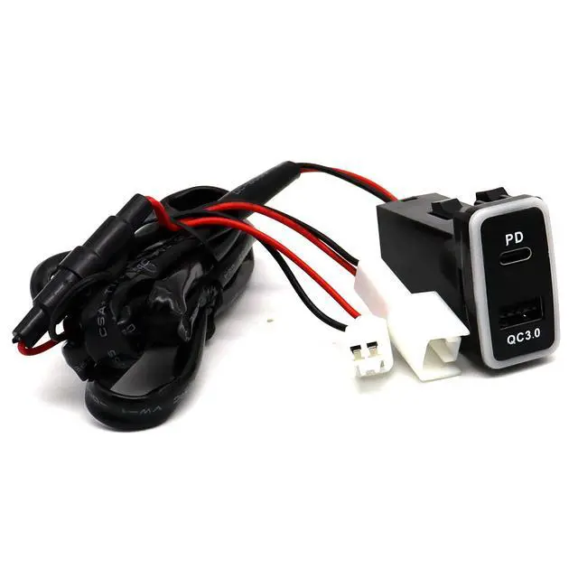 Alt view image 5 of 7 - Toyota QC3.0 USB C VIGO Power Socket, 3.2A Quick Charge Car Charger USB Adapter with Blue LED Output PD for Smartphone/iPad/PDA