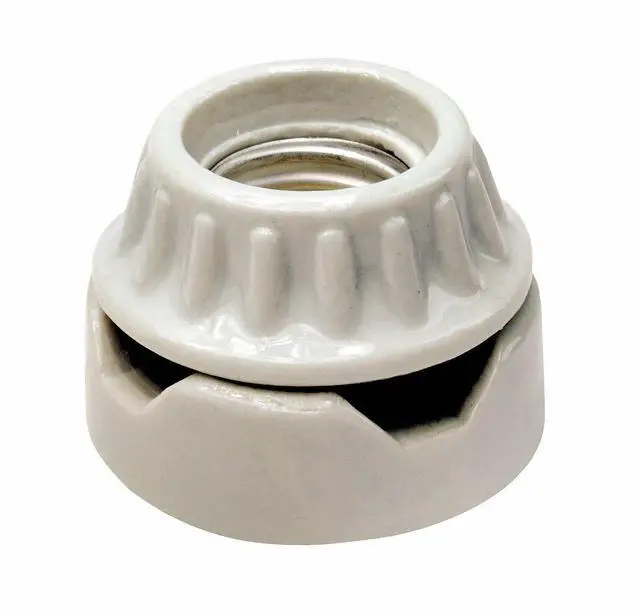 Main image of Medium Base, Two-Piece, Keyless, Incandescent, Unglazed Porcelain Lampholder, Surface Mount Low, Single Circuit, Back Wired, 9880, White