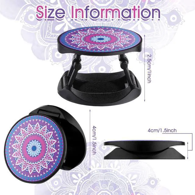 Alt view image 4 of 7 - 9 Pieces Cell Phone Grip Holder Collapsible Holder Colorful Self-Adhesive Finger Ring Sublimation for Smartphone and Tablets(Mandala Pattern)