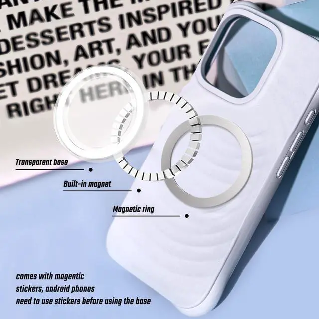 Alt view image 7 of 7 - Cell Phone Grip Compatible with Magsafe, Magnetic Collapsible Mobile Cellphone Grip Stand for Smartphone - Clear Black