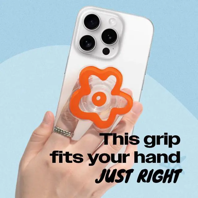 Alt view image 2 of 7 - Cute Transparent Daisy Flower Shape Design Mobile Phone Grip Multi Functional Collapsible Stand Holder for Smartphone Tablet Cell Phone Accessory (Coral)