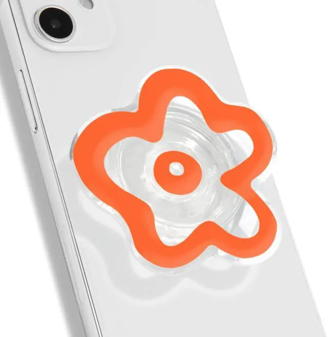 Main image of Cute Transparent Daisy Flower Shape Design Mobile Phone Grip Multi Functional Collapsible Stand Holder for Smartphone Tablet Cell Phone Accessory (Coral)