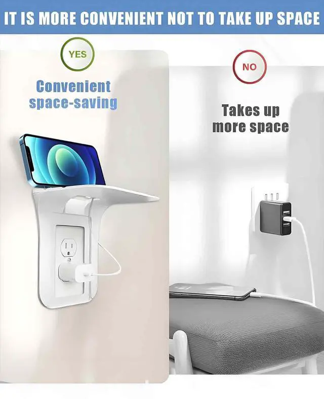 Alt view image 7 of 7 - 3 Pack Plug Shelf for Wall Outlet, Wall Mount Socket Stand for Space Saving