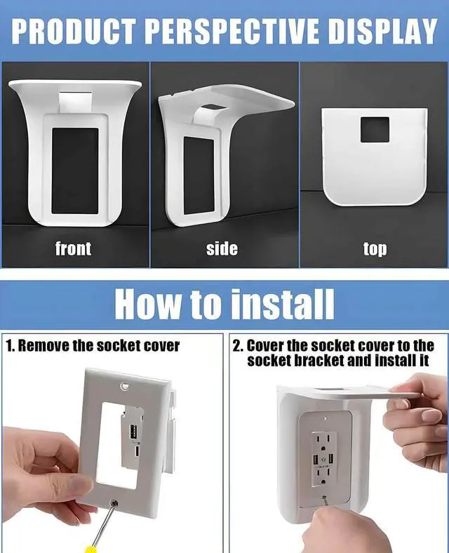 Alt view image 5 of 7 - 3 Pack Plug Shelf for Wall Outlet, Wall Mount Socket Stand for Space Saving