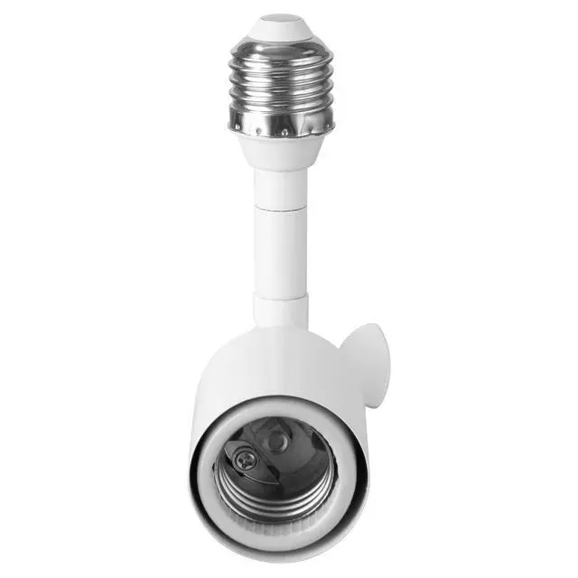 Alt view image 7 of 7 - 2-Pack Heavy Duty Light Socket Extender, 360° Adjustable E26/E27 Extension Adapter for High Power Bulbs, Security Cameras & Fans, Outdoor/Indoor (White, 6.7inch)