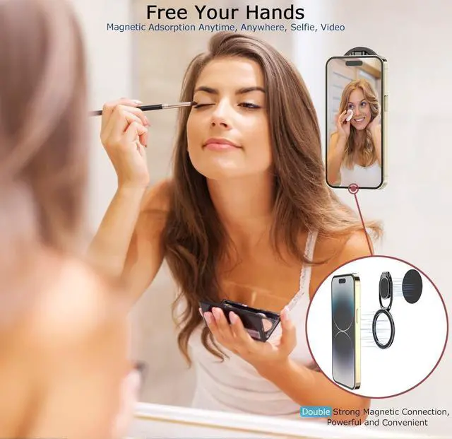 Alt view image 2 of 7 - Magnetic Phone Ring Grip Holder, Dual-Sided Magnetics Adjustable Gym Finger Ring Grip Kickstand, Removable Phone Grip, for iPhone, iPad and Smartphones