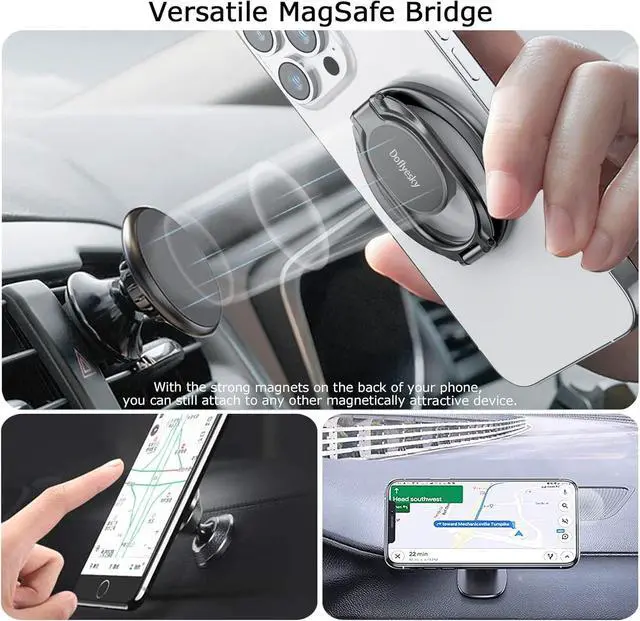 Alt view image 4 of 7 - Magnetic Phone Ring Grip Holder, Dual-Sided Magnetics Adjustable Gym Finger Ring Grip Kickstand, Removable Phone Grip, for iPhone, iPad and Smartphones