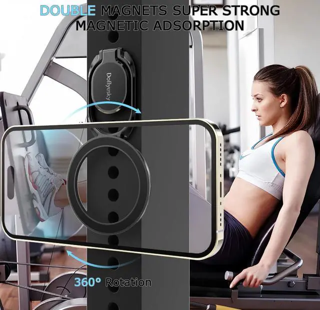Alt view image 3 of 7 - Magnetic Phone Ring Grip Holder, Dual-Sided Magnetics Adjustable Gym Finger Ring Grip Kickstand, Removable Phone Grip, for iPhone, iPad and Smartphones