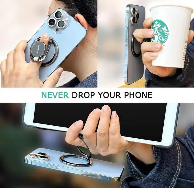 Alt view image 5 of 7 - Magnetic Phone Ring Grip Holder, Dual-Sided Magnetics Adjustable Gym Finger Ring Grip Kickstand, Removable Phone Grip, for iPhone, iPad and Smartphones