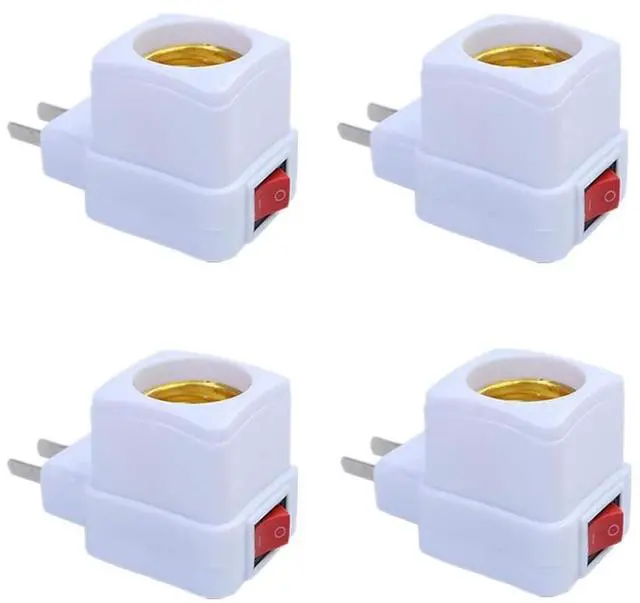 Main image of E26/E27 Socket Extension Adapter with Switch,Plug-in Light Socket,Convert Outlet to Light Bulb Socket (4 Pack)