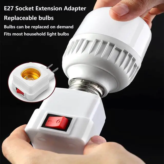 Alt view image 3 of 7 - E26/E27 Socket Extension Adapter with Switch,Plug-in Light Socket,Convert Outlet to Light Bulb Socket (4 Pack)