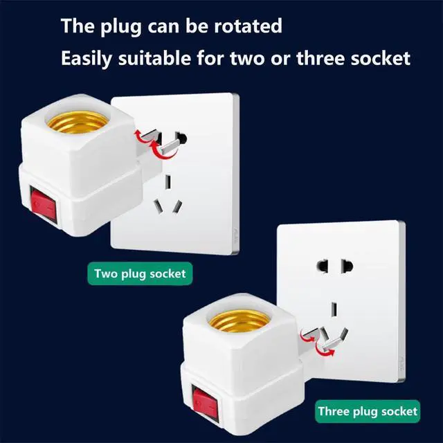 Alt view image 5 of 7 - E26/E27 Socket Extension Adapter with Switch,Plug-in Light Socket,Convert Outlet to Light Bulb Socket (4 Pack)