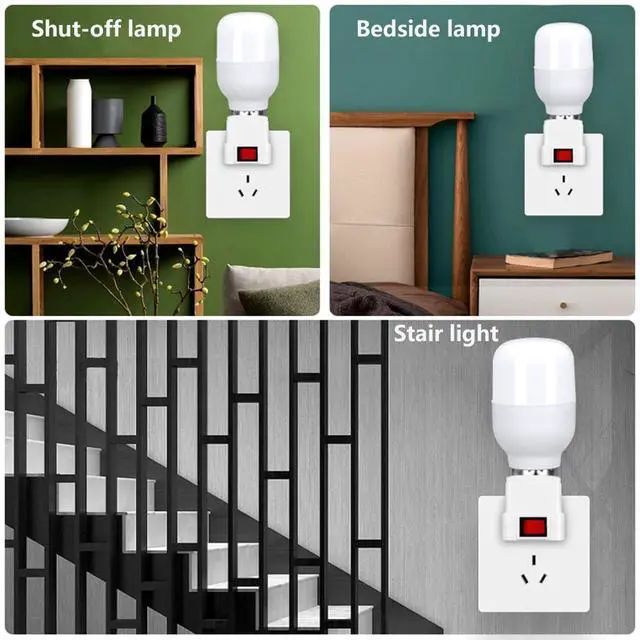 Alt view image 7 of 7 - E26/E27 Socket Extension Adapter with Switch,Plug-in Light Socket,Convert Outlet to Light Bulb Socket (4 Pack)