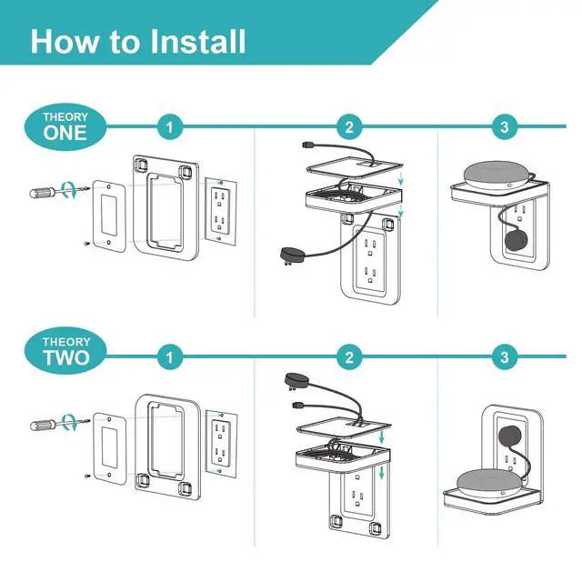 Alt view image 7 of 7 - Outlet Shelf, Bathroom Wall Holder with Built-in Cable Management, Wall Organizer for Smart Home Decor Space Saving Electric Toothbrush Use as Echo Holder (Decora-style rectangular, 1, Pack)