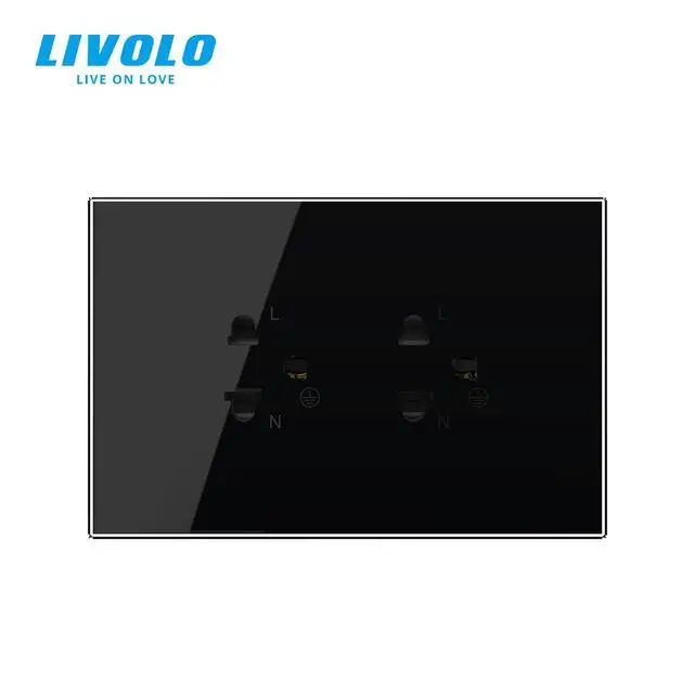 Alt view image 2 of 7 - White Tamper Resistant Duplex Receptacle Standard Decorative Electrical Wall Outlet with Tempered Glass Panel AU/US Standard CE Certified,119mm*78mm Black Color