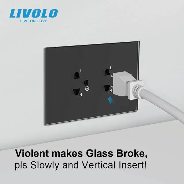 Alt view image 3 of 7 - White Tamper Resistant Duplex Receptacle Standard Decorative Electrical Wall Outlet with Tempered Glass Panel AU/US Standard CE Certified,119mm*78mm Black Color
