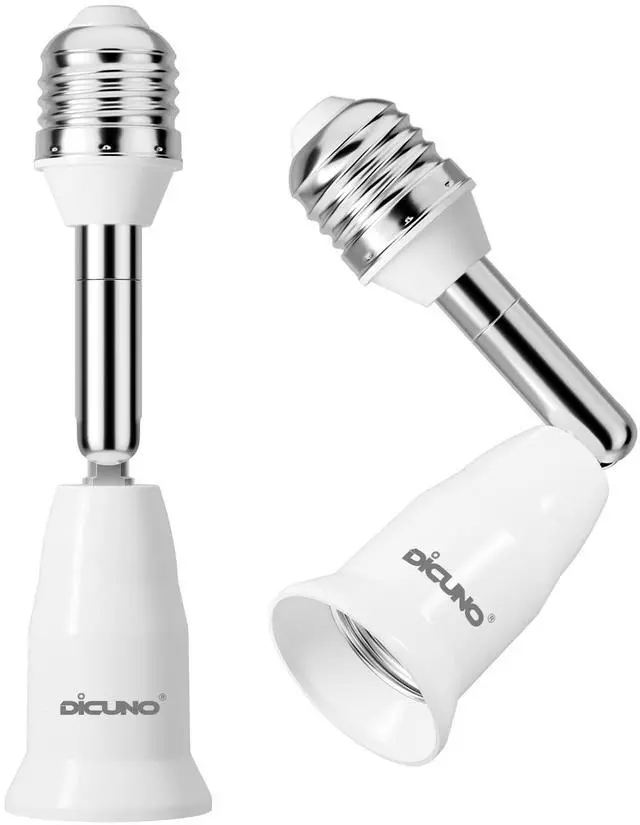 Main image of Light Socket Extender, E26 Light Bulb Extender, 4.5 Inch Extension, Adjustable Socket Extension Adapter, 180° Bendable, 350° Rotatable, Medium Screw Base, 2-Pack