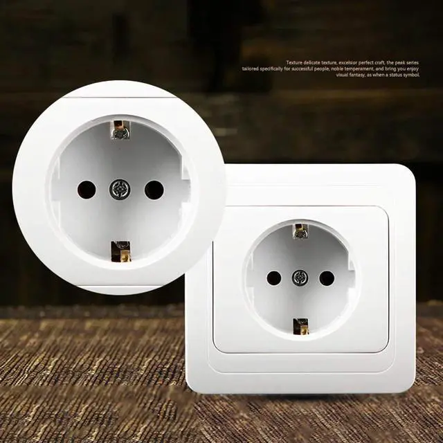 Alt view image 2 of 7 - 1pcs Wall Panel Power Socket Plug Grounded 16A French Standard Electrical Outlet 86mm 86mm