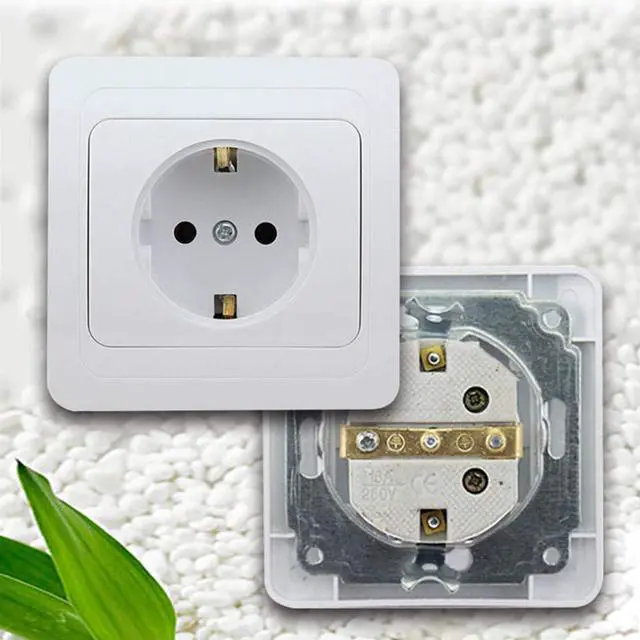 Alt view image 4 of 7 - 1pcs Wall Panel Power Socket Plug Grounded 16A French Standard Electrical Outlet 86mm 86mm