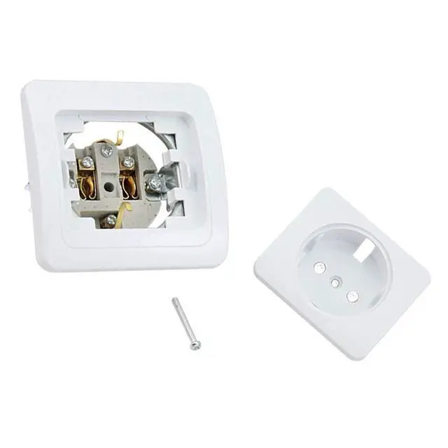 Alt view image 5 of 7 - 1pcs Wall Panel Power Socket Plug Grounded 16A French Standard Electrical Outlet 86mm 86mm