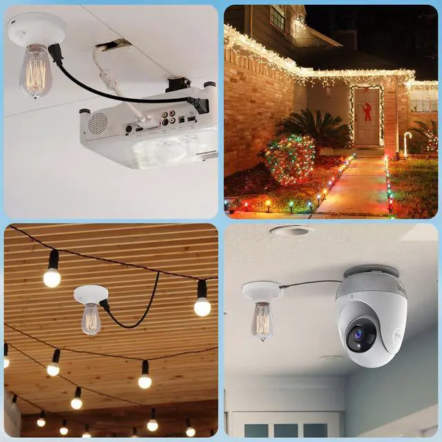 Alt view image 2 of 7 - 3-in-1 Light Socket Adapter with USB (5V/2A) & Outlet - E26/E27 Bulb to Power Outlet Converter, USB Charger Port, 3-Prong US Plug for Cameras, Projectors, Smart Devices