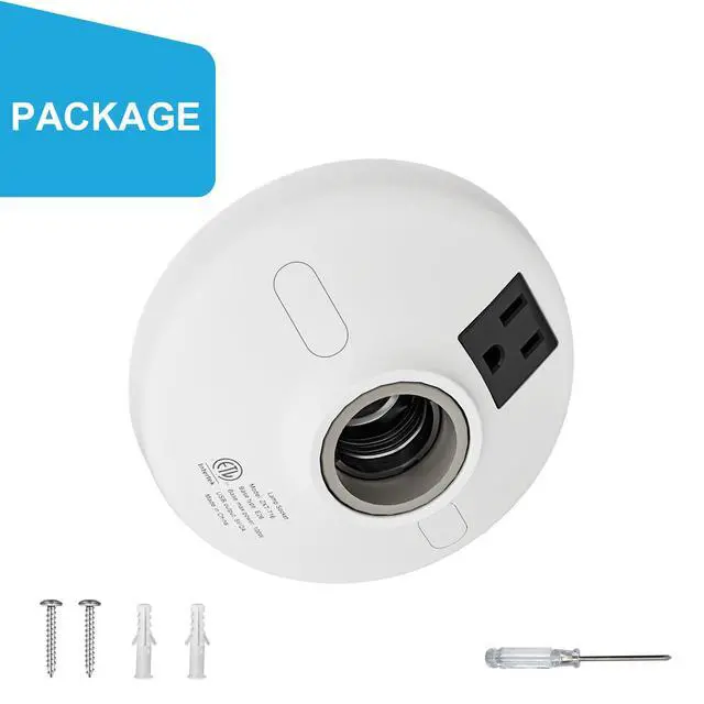 Alt view image 7 of 7 - 3-in-1 Light Socket Adapter with USB (5V/2A) & Outlet - E26/E27 Bulb to Power Outlet Converter, USB Charger Port, 3-Prong US Plug for Cameras, Projectors, Smart Devices