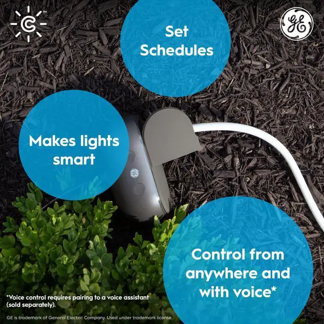 Alt view image 2 of 7 - GE Smart Plug, Outdoor Bluetooth and Wi-Fi Outlet Socket, Weather Resistant Plug, Works with Alexa and Google, Black (1 Pack)