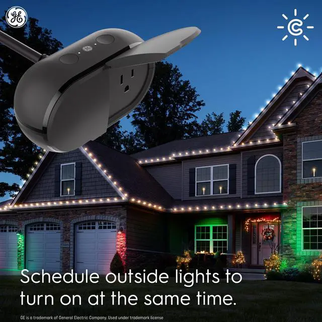 Alt view image 5 of 7 - GE Smart Plug, Outdoor Bluetooth and Wi-Fi Outlet Socket, Weather Resistant Plug, Works with Alexa and Google, Black (1 Pack)