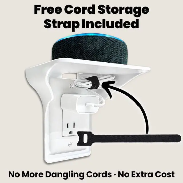 Alt view image 7 of 7 - Power Perch Outlet Shelf w/ Cord Strap - Made in USA, No Drill, Holds 10lb