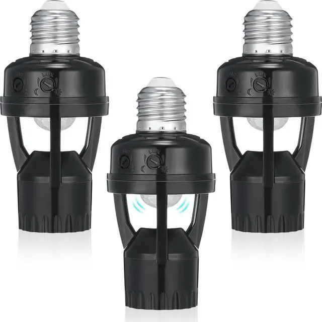 Main image of Pcs Motion Sensor Light Socket Smart Screw in Light Bulb Outlet Compatible with E26/e27 Motion Activated Bulb Holder Adapter Automatic Control for Porch Garage Storage Room (Black)