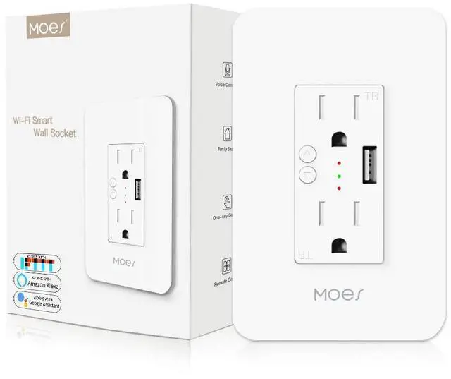 Main image of WiFi Smart Wall Outlet,15A Divided Control 2 in Wall Socket with USB Interface,Smart Life/Tuya APP Remote Control Compatible with Alexa and Google Home No Hub Required, ETL Certified, 2.4G WiFi