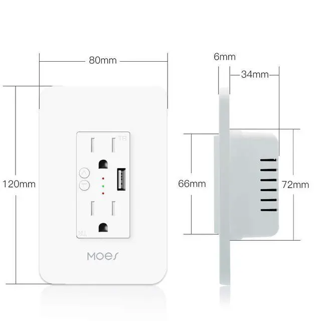 Alt view image 6 of 7 - WiFi Smart Wall Outlet,15A Divided Control 2 in Wall Socket with USB Interface,Smart Life/Tuya APP Remote Control Compatible with Alexa and Google Home No Hub Required, ETL Certified, 2.4G WiFi
