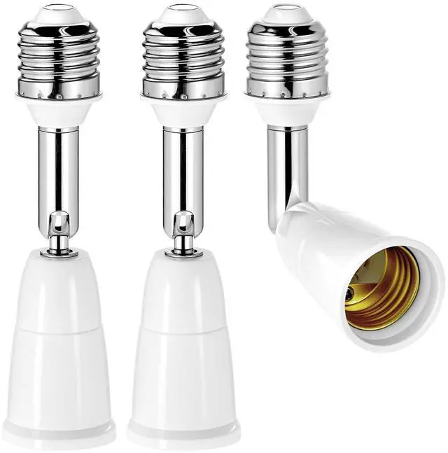 Main image of Light Socket Extender, 3 Pack E26/E27 4.5 Inch Extension with 350° Rotation & 180° Bend, Medium Base Light Bulb Extension Socket Adapter for Recessed Fixtures, LED/Smart/Sensor Bulbs