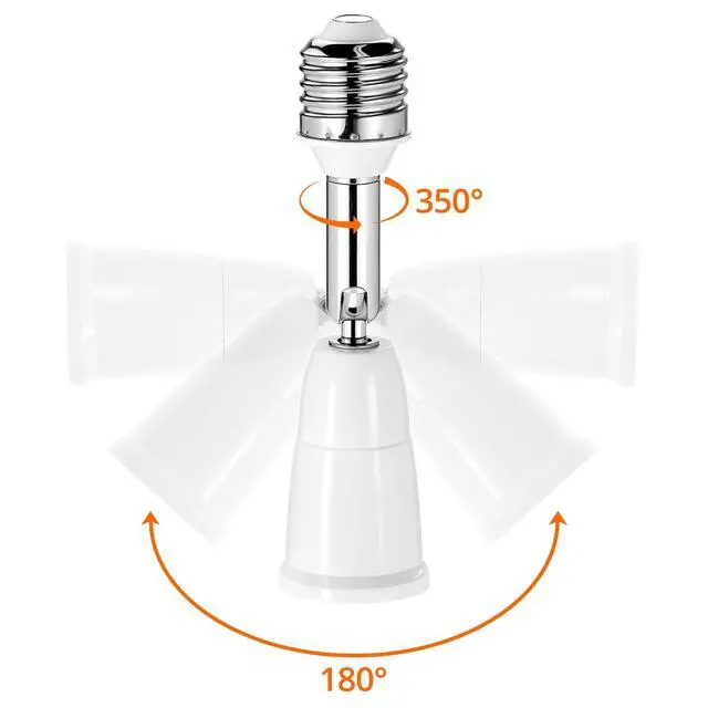 Alt view image 4 of 7 - Light Socket Extender, 3 Pack E26/E27 4.5 Inch Extension with 350° Rotation & 180° Bend, Medium Base Light Bulb Extension Socket Adapter for Recessed Fixtures, LED/Smart/Sensor Bulbs