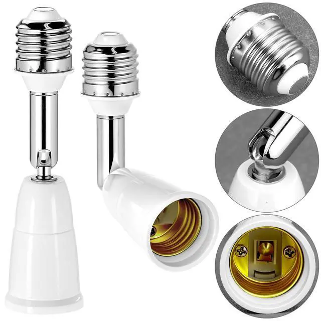 Alt view image 3 of 7 - Light Socket Extender, 3 Pack E26/E27 4.5 Inch Extension with 350° Rotation & 180° Bend, Medium Base Light Bulb Extension Socket Adapter for Recessed Fixtures, LED/Smart/Sensor Bulbs