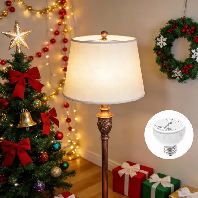 Alt view image 7 of 7 - E26/E27 Light Socket Outlet Adapter with 3 Auto-Off Smart Timer Setting & Night Light,Light Bulb with Plug Outlet for US/EU/UK/in Plugs,Support Power Rating 1250W Max for Bedroom, Hallway or Bathroom